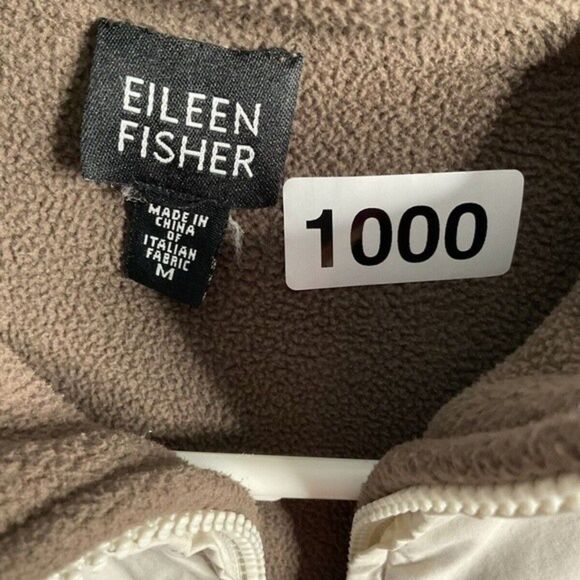 Eileen Fisher Full Zip Fleece Lined Jacket Women Size M Light Beige Soft Neutral - Picture 2 of 11
